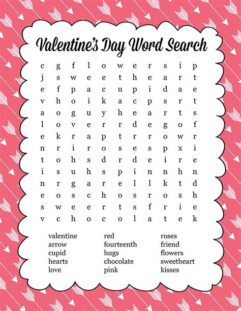 Free Printable Valentine S Day Word Search
